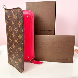 Louis Vuitton Insolite Monogram Long Wallet Rose Pink Interior AUTHENTIC M66701
